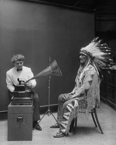 Frances_Densmore_recording_Mountain_Chief